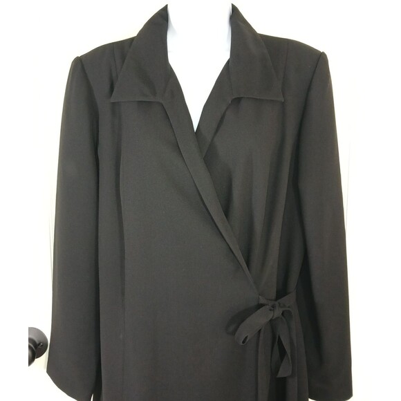 Vintage Mary McFadden Black Wrap Dress Blazer Long Sleeve Elegant Photos Sizing - Picture 3 of 16